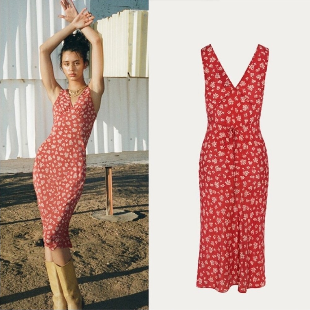 REALISATION PAR STEPHANIE MIDI DRESS IN SAFFRON